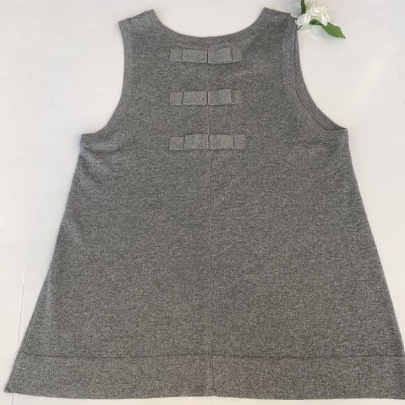 Twin Set Simoni Barbieri Bow Back Sleeveless Tank Gray Metallic‎ Scoop Neck - Picture 1 of 7